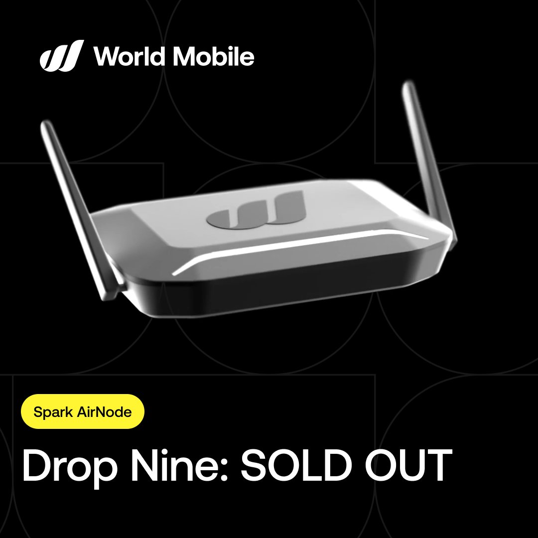 Drop Nine. Gone.

That’s another batch of Spark AirNodes in the hands of Operators building a network for the people.

Thank you to everyone who claimed theirs.

Next drop loading…

📡 worldmobile.io/airnodes