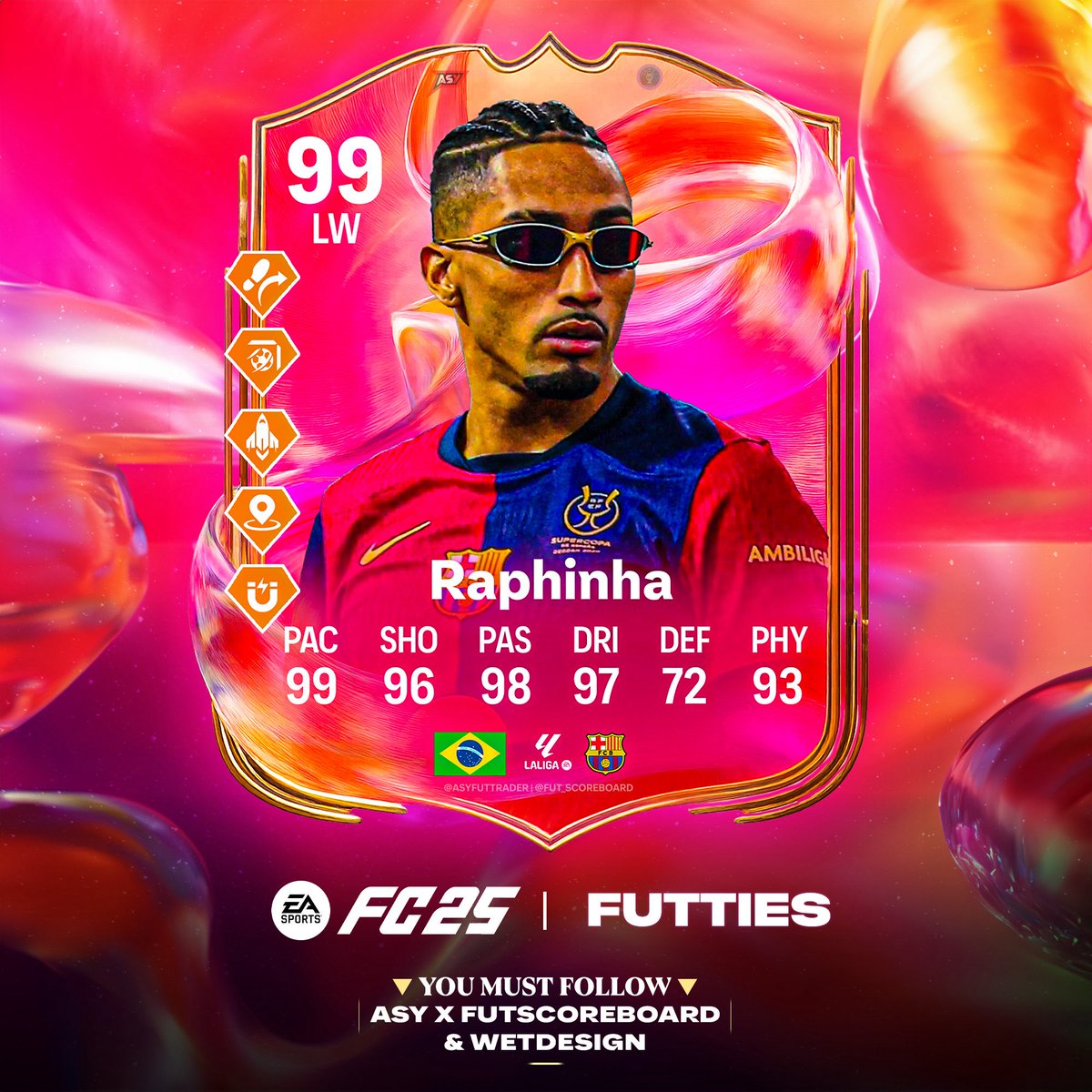 Fut_scoreboard's tweet image. 🚨 RAPHINHA 🇧🇷 FUTTIES OFFICIAL CARD🚨

OFFICIAL STATS ✅
OFFICIAL PS+ ✅