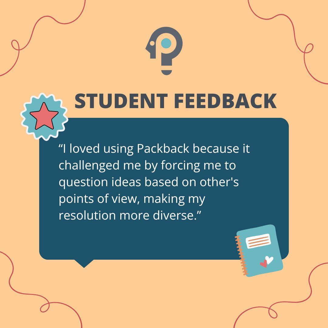 At Packback, we aim to spark curiosity and help students build unique perspectives through critical thinking and peer interaction ✨ 

That’s why feedback like this excites us! 

#StudentFeedback #Packback #CuriosityDrivenLearning