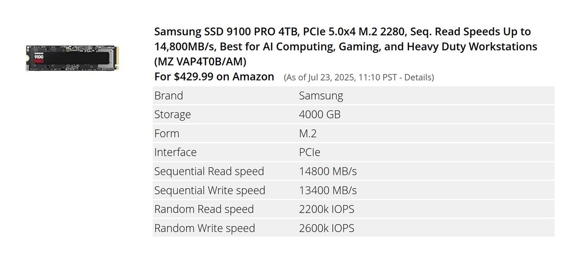 Technology marches on.

The Samsung 9100 PRO is now the fastest drive on our SSD comparison chart:

productchart.com/ssd_drives/
