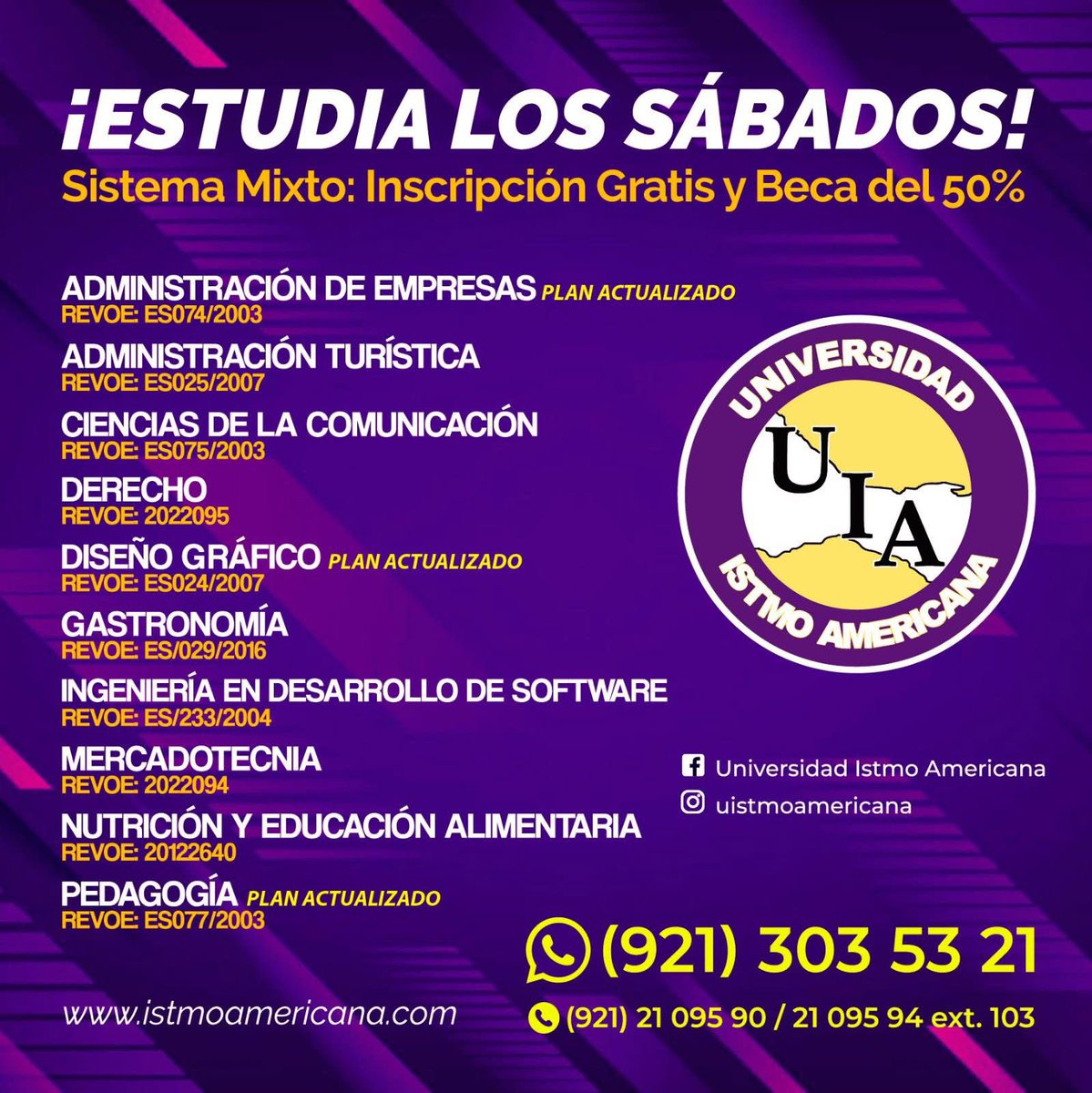 codigoveracruz's tweet image. 🧑‍💻¡𝐄𝐒𝐓𝐔𝐃𝐈𝐀 𝐋𝐎𝐒 𝐒Á𝐁𝐀𝐃𝐎𝐒‼️ ¡𝐈𝐍𝐒𝐂𝐑𝐈𝐏𝐂𝐈Ó𝐍 𝐆𝐑𝐀𝐓𝐈𝐒 𝐘 𝐁𝐄𝐂𝐀 𝐃𝐄𝐋 𝟓𝟎%‼️
👩‍🏫¡𝐇𝐮𝐦𝐢𝐥𝐝𝐚𝐝, 𝐂𝐢𝐞𝐧𝐜𝐢𝐚 𝐲 𝐇𝐨𝐧𝐞𝐬𝐭𝐢𝐝𝐚𝐝!
📚¡𝐈𝐧𝐬𝐜𝐫𝐢𝐩𝐜𝐢𝐨𝐧𝐞𝐬 𝐀𝐛𝐢𝐞𝐫𝐭𝐚𝐬!
👇🏻𝐈𝐧𝐟𝐨𝐫𝐦𝐞𝐬:
📲Whats app: bit.ly/2X3JzYp
☎️(921)…