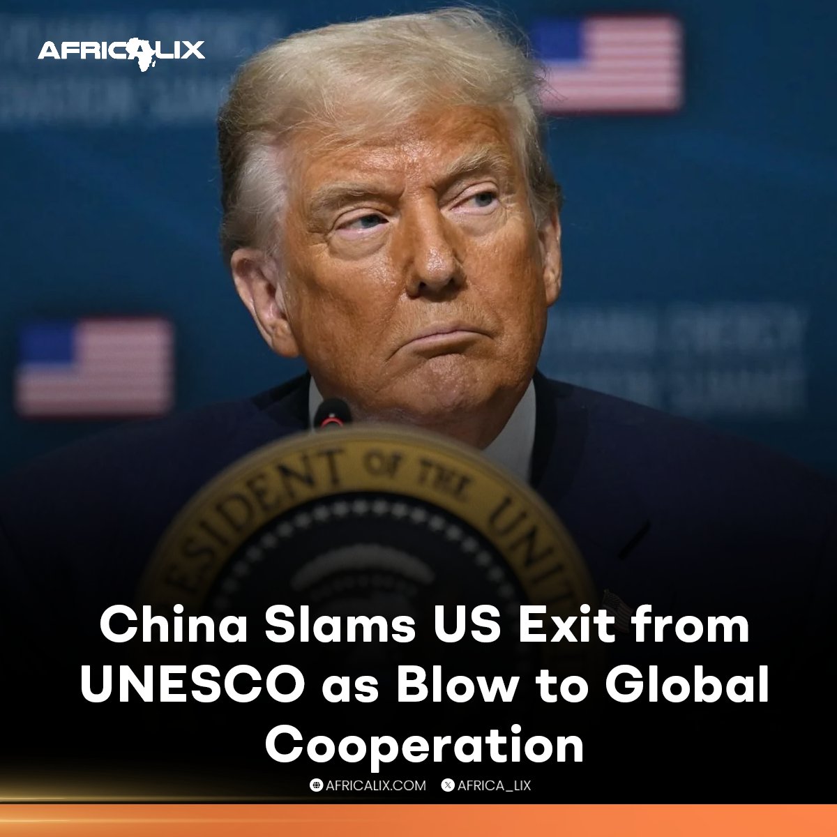Africa_lix's tweet image. China has sharply criticized the United States’ decision to withdraw from UNESCO, calling it a setback for international cooperation.
“This is the third time the US has withdrawn from UNESCO,” said Chinese Foreign Ministry spokesperson Guo Jiakun, accusing Washington of shirking…
