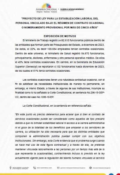 Mientras nosotros presentamos el proyecto de “Ley para la estabilización laboral del personal vinculado bajo el régimen de contrato ocasional o nombramiento provisional, por más de cinco años”, el gobierno de un plumazo busca cesar a miles de servidores públicos. 

Esto unido a