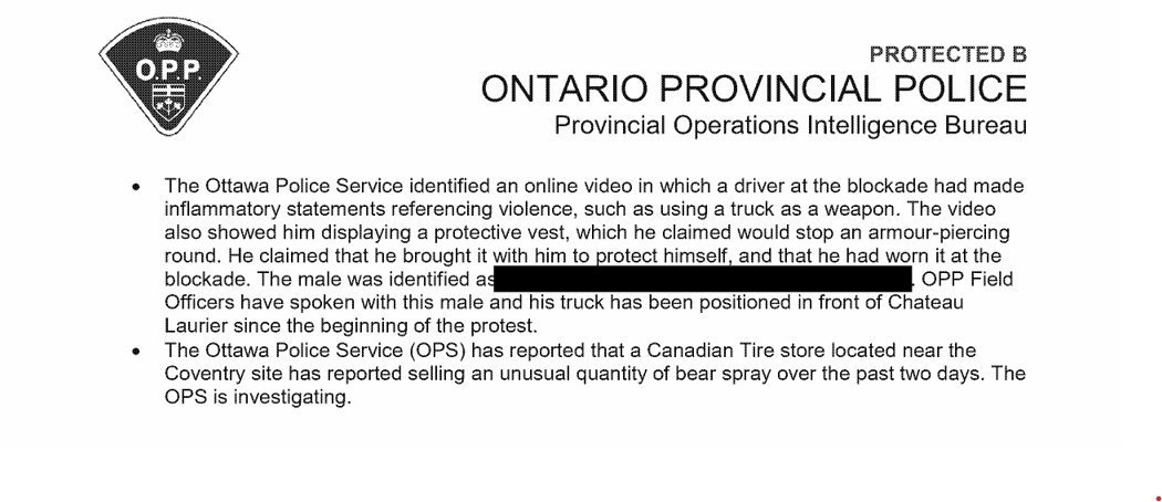 milly72810023's tweet image. Exhibit OPP00001819 POEC Inquiry, police indentified an online video of a driver parked throughout the duration of the convoy in front of the Chateau Laurier, in which the driver made inflammatory statements referencing violence, such as using a truck as a weapon.