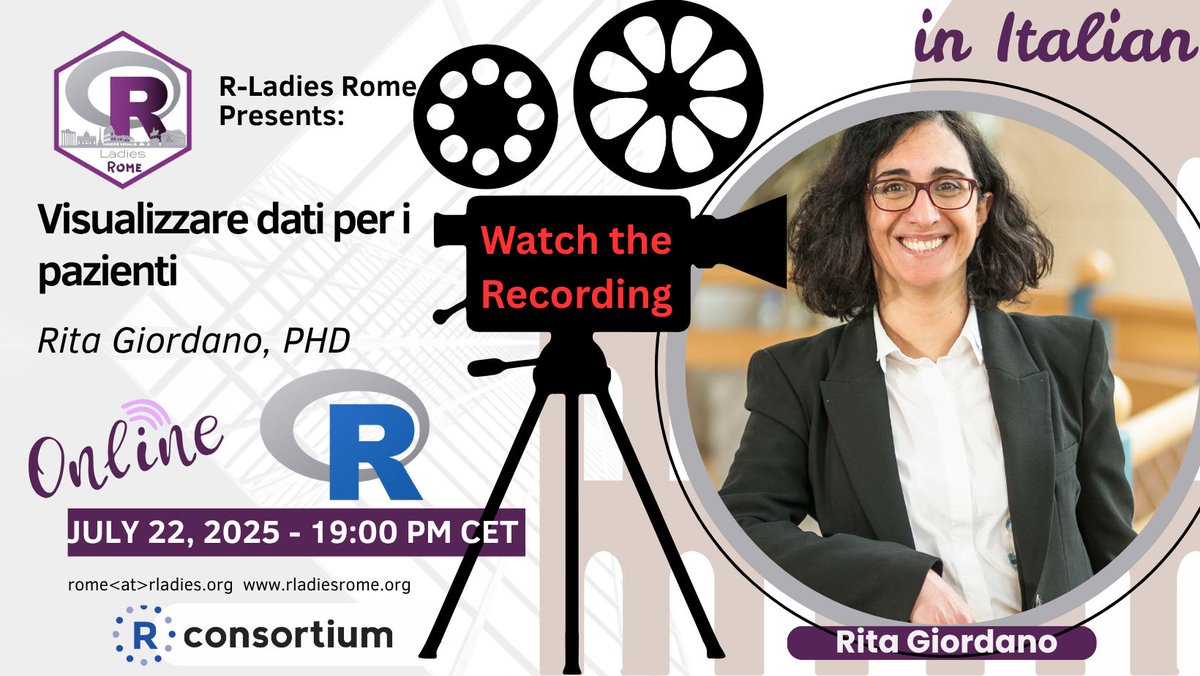 R-Ladies Rome (@rladiesrome) on Twitter photo 🎥 Recording now available!
Couldn’t make it to our latest R-Ladies Rome event? You can now watch the full talk (in Italian) by Rita Giordano (<a href="/rgiordano79/">Rita Giordano on mastodon @ritagiordano@vis.social</a>)
Watch the full video here: rladiesrome.org/talks/2025/mee…
@fgazzelloni #RLadies #RLadiesRome #RStats #HealthData #DataViz 🎥 Recording now available!
Couldn’t make it to our latest R-Ladies Rome event? You can now watch the full talk (in Italian) by Rita Giordano (<a href="/rgiordano79/">Rita Giordano on mastodon @ritagiordano@vis.social</a>)
Watch the full video here: rladiesrome.org/talks/2025/mee…
@fgazzelloni #RLadies #RLadiesRome #RStats #HealthData #DataViz