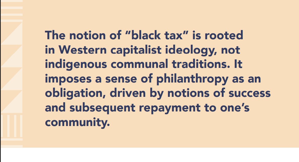 LiberationAA's tweet image. Many of us speak about the emotional and financial strain of “black tax.”
In #LAA's latest publication, Tobi Ayodele and Kaata Minah explore how West African communal giving was distorted by capitalism into what we now know as black tax.
Read more: lnkd.in/gkAAhvWP