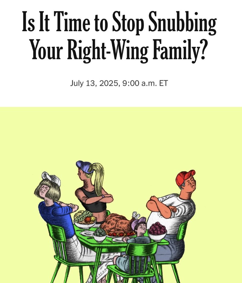 TheRabbitHole84's tweet image. It was never good or okay to 'snub' your family over politics. People who encouraged this are bad humans engaging in cult brainwashing.