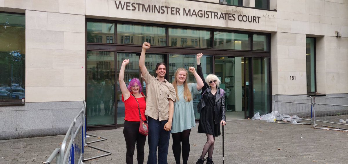 JustStop_Oil's tweet image. NO PRISON FOR SLOW MARCHING
4 Just Stop Oil supporters given conditional discharges after pleading guilty to “interfering with key national infrastructure” - that’s marching in the road to you and me.  They joined 100 others on a slow march on 13 Nov 2023, but were not charged…