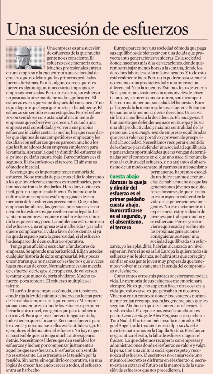 dialogoslideres's tweet image. 🔴Hay que crear una cultura social que respete y valore el esfuerzo
🔴Abrazar la queja, burocratizarse y el absentismo garantizan ir cuesta abajo. Lo cuenta @XavierMarcet
#liderazgo
