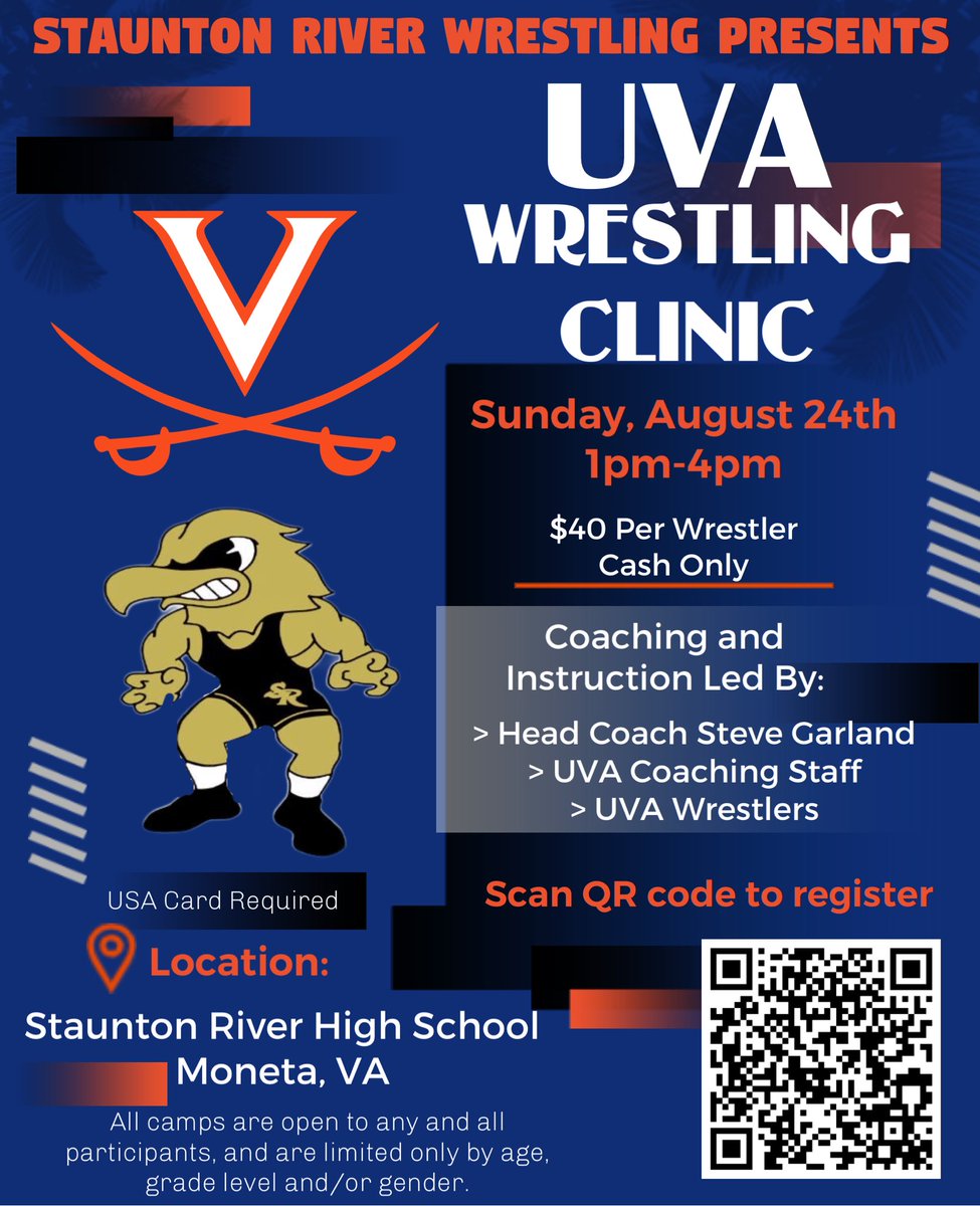 Come join us August 24th with <a href="/UVAWrestling/">Virginia Wrestling</a>