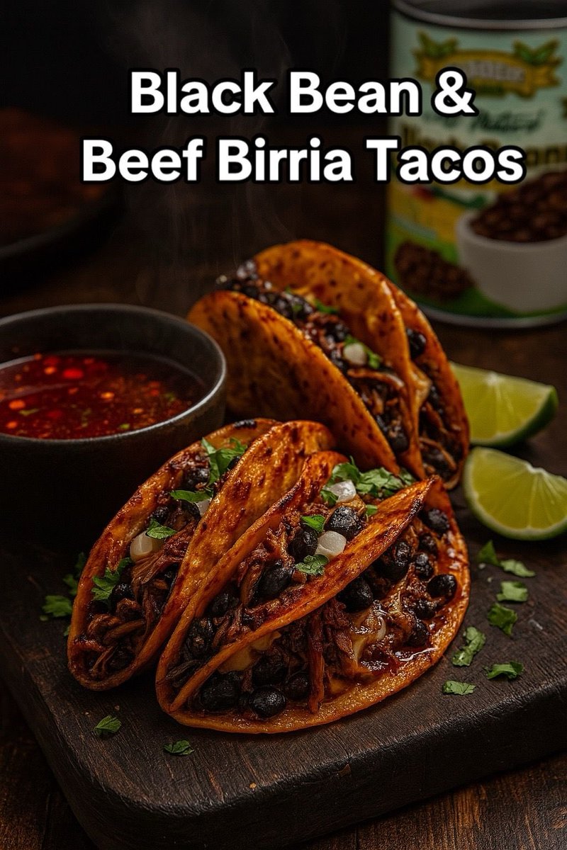 goodefoodsfam's tweet image. When the cheese pulls, the consomé drips, and the black beans melt into the beef… that’s BIRRIA BLISS. 🌮🔥
These Black Bean & Beef Birria Tacos are ridiculously good and pantry-friendly thanks to Goode Foods Black Beans 👇🏾
✨ INGREDIENTS:
• 1 can Goode Foods Black Beans…