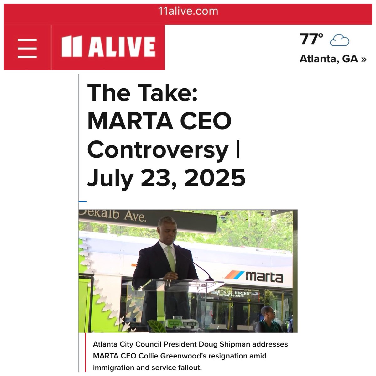 DougShipmanATL's tweet image. Appreciated the chance to talk about new @MARTAservice leadership with @11AliveNews
11alive.com/video/news/loc…