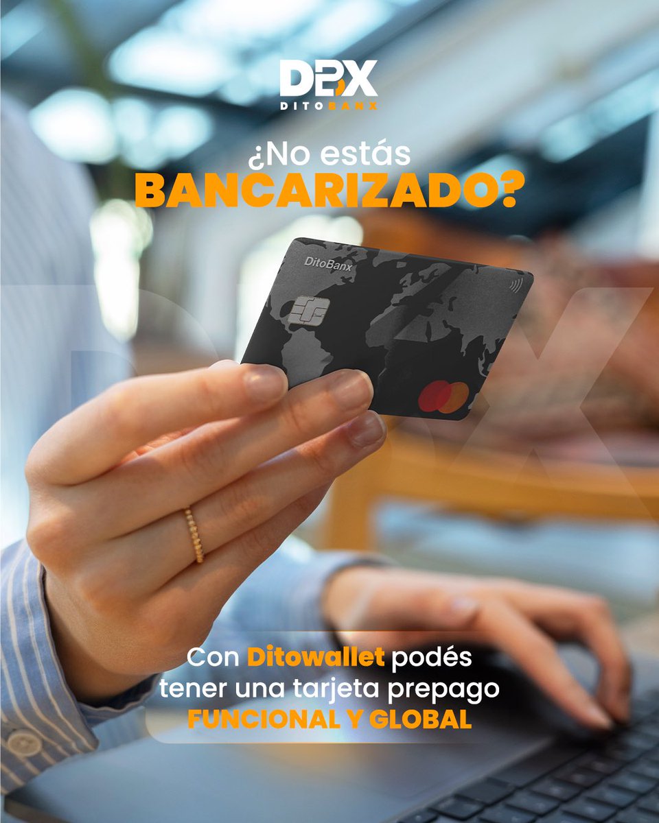 Ditobanx's tweet image. ¿No estás bancarizado? No importa.
Con DitoBanx, tenés acceso a una tarjeta Mastercard prepago funcional y global.

Comprá en línea, viajá sin preocupaciones y pagá donde sea, sin necesidad de una cuenta bancaria.
Todo lo que necesitás, en la palma de tu mano.
Viví tu vida sin…