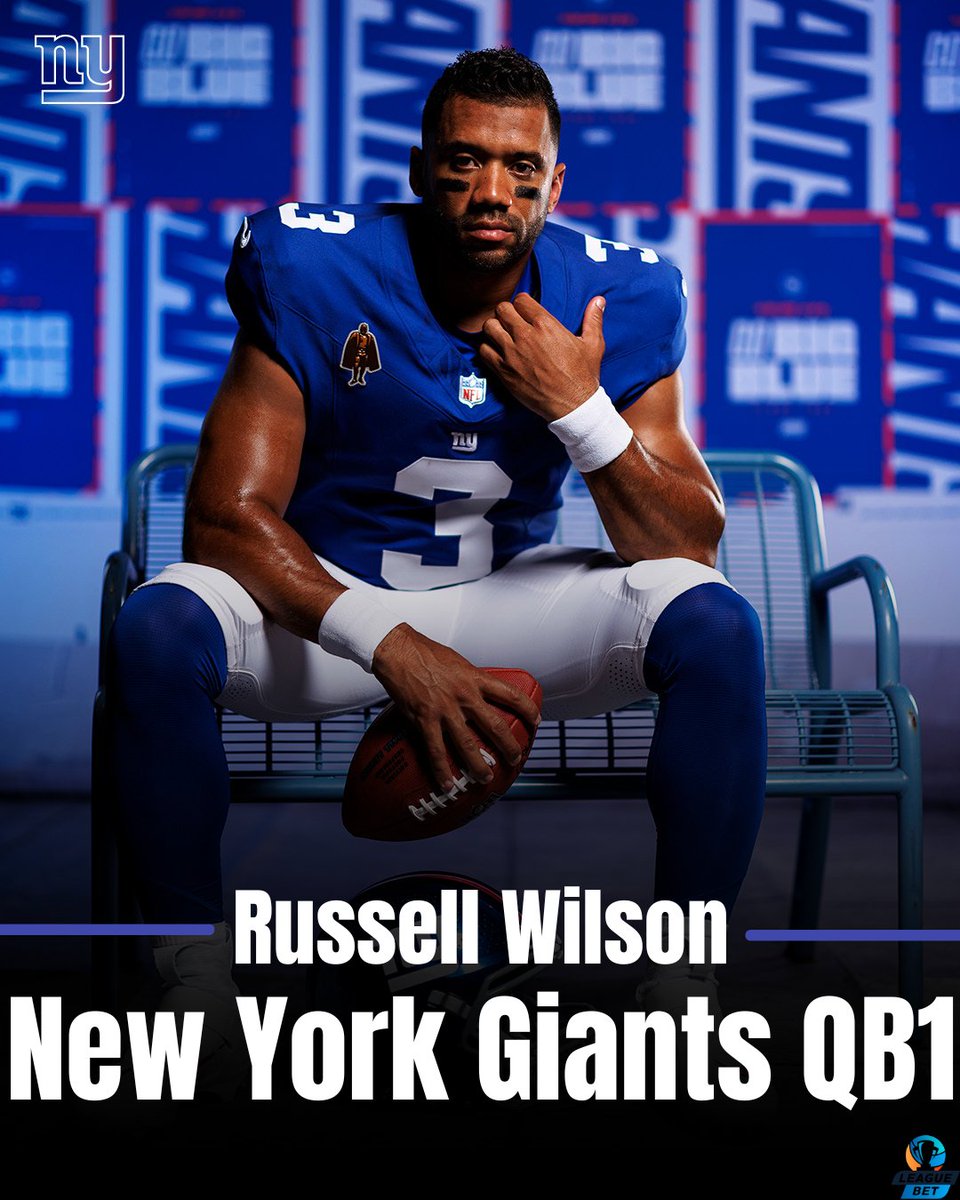 LeagueBetApp's tweet image. Russell Wilson has been named the starting quarterback for the New York Giants. Head coach Brian Daboll publicly announced this during the team's first training camp availability