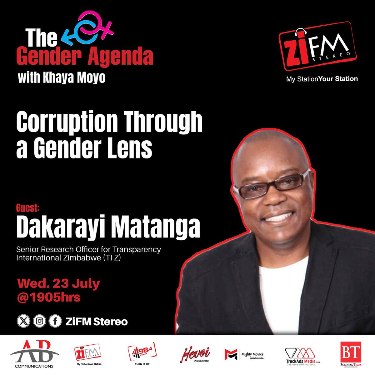 TIZim_info's tweet photo. Don’t miss it!

Today at 19:05, our Senior Research Officer @DakarayiM joins Khaya Moyo on The Gender Agenda on @ZiFMStereo to unpack corruption through a gender lens.

📻 Tune in and be part of the conversation!
#EndCorruptionZW  #TIZim https://t.co/oQCccQjvZb