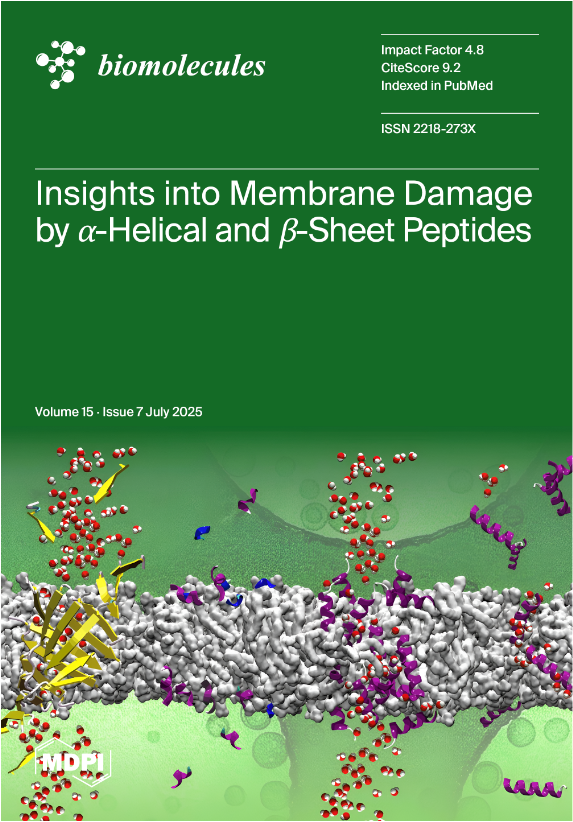 Biomol_MDPI's tweet image. #NewResearch
⭐️Check out the cover story for our new issue!
📗"Insights into Membrane Damage by α-Helical and β-Sheet Peptides" by Rangubpit et. al
➡️Read here: mdpi.com/2218-273X/15/7…
#Amyloid #AntimicrobialPeptide #LipidMembrane