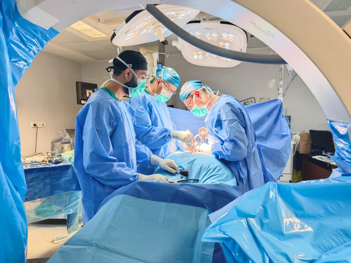 healpalestine_'s tweet image. WEST BANK MEDICAL MISSION-Spine mission underway in Nablus at Rafidia Hospital, led by Dr. Rami Saleh and Mohsen Abowath, alongside a medical implant specialist. Advancing specialized care for patients in the West Bank.
