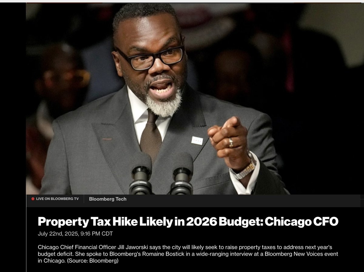Williamjkelly's tweet image. After spending at least $600M - that we know of - on migrant needs, Chicago is facing a $1.1B budget deficit for FY 2026. Critics say it's much more than that. Chicago Mayor Johnson's appointed CFO now says that the Mayor will seek to raise property taxes on Chicagoans to pay…