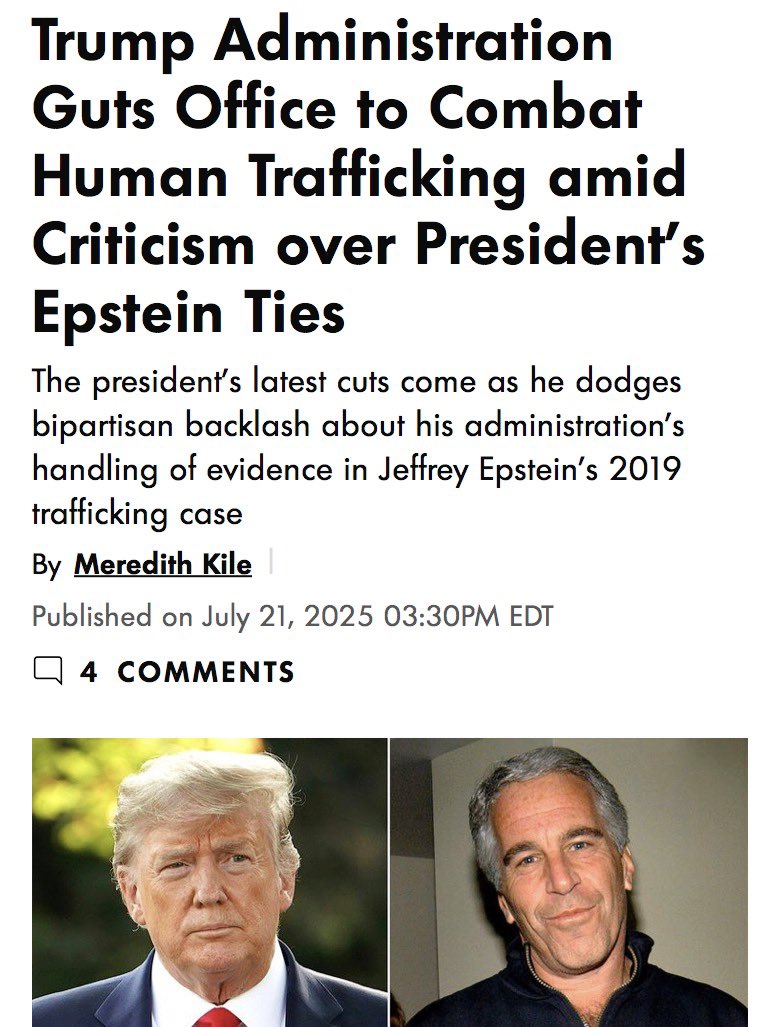 TheJFreakinC's tweet photo. Trump’s name is all over Epstein’s files…

So naturally, he gutted anti-trafficking programs, slashed child protection funding, and froze foreign aid. 

But hey, “think of the children,” right? https://t.co/bb9aDD0mMZ