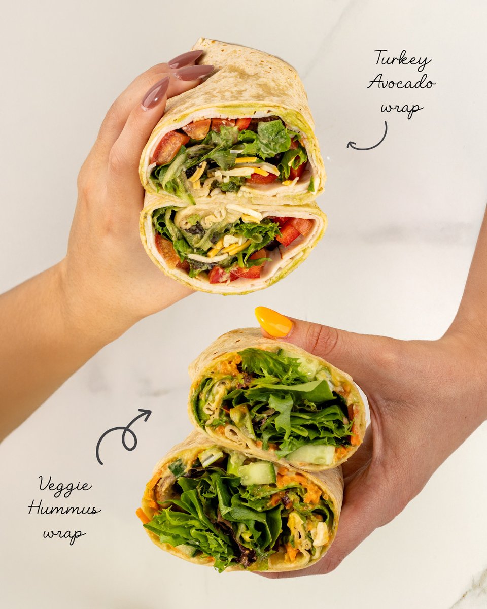 Double the flavor, double the fun – Grabba wrap with a friend today! Which one are you ordering? 🤔

🥑 Turkey Avocado
🥕 Veggie Hummus