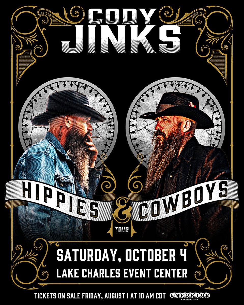JUST ANNOUNCED: <a href="/CodyJinksMusic/">Cody Jinks</a> 🎶
📍Lake Charles, LA - 10.04

#codyjinks #codyjinksconcert #codyjinksmusic #lakecharleslivemusic