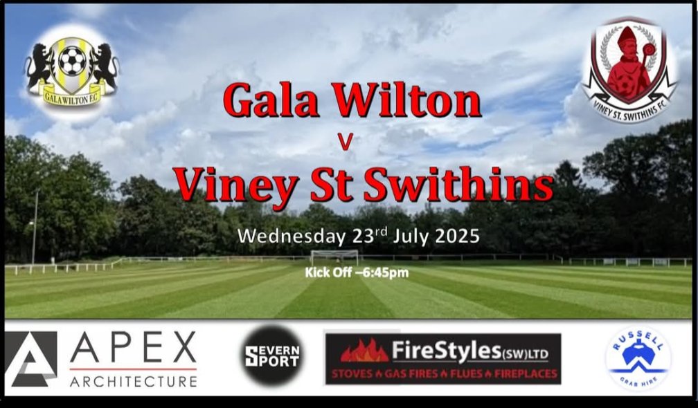 Viney St.Swithins FC (@vssfc) on Twitter photo Game 4 of pre-season and another tough one against <a href="/GalaWiltonFC/">Gala Wilton FC</a>
It's a 6:45pm KO โฝโฝโฝ
Venue:
๐ Gala Wilton FC
Fairmile Gardens,
Longford,
Gloucester,
GL2 9EB Game 4 of pre-season and another tough one against <a href="/GalaWiltonFC/">Gala Wilton FC</a>
It's a 6:45pm KO โฝโฝโฝ
Venue:
๐ Gala Wilton FC
Fairmile Gardens,
Longford,
Gloucester,
GL2 9EB