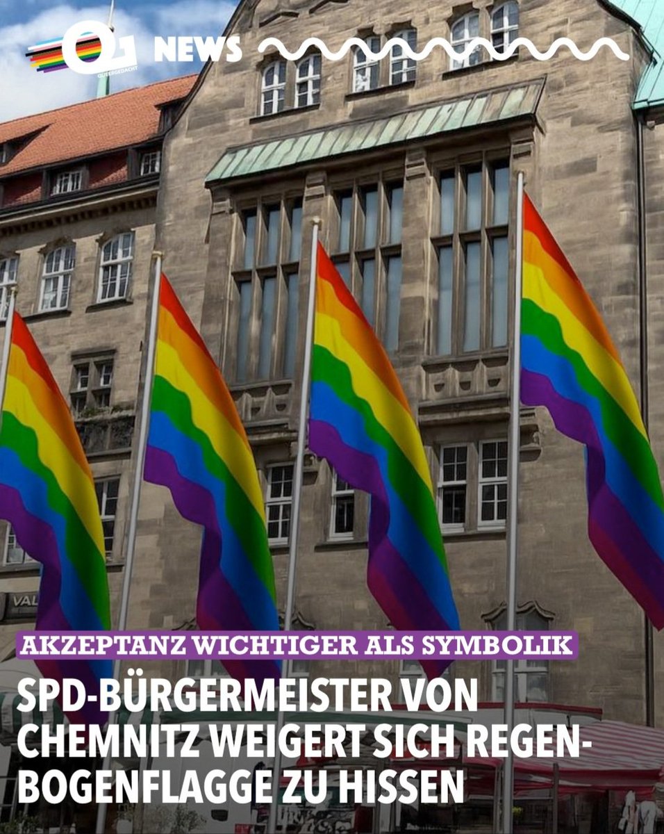 OmasGegRechtsLE's tweet image. OB Sven Schulze (SPD) ist Schirmherr des CSD in Chemnitz, lehnt die 🏳️🌈 am Rathaus aber ab. Sein Argument: "Gelebte Realität zählt mehr als Symbolik." Sry, Sichtbarkeit ist doch Teil von gelebter Akzeptanz?!
Chemnitz will Weltkulturhauptstadt sein, versagt aber an einer 🏳️🌈. 🤦♀️…