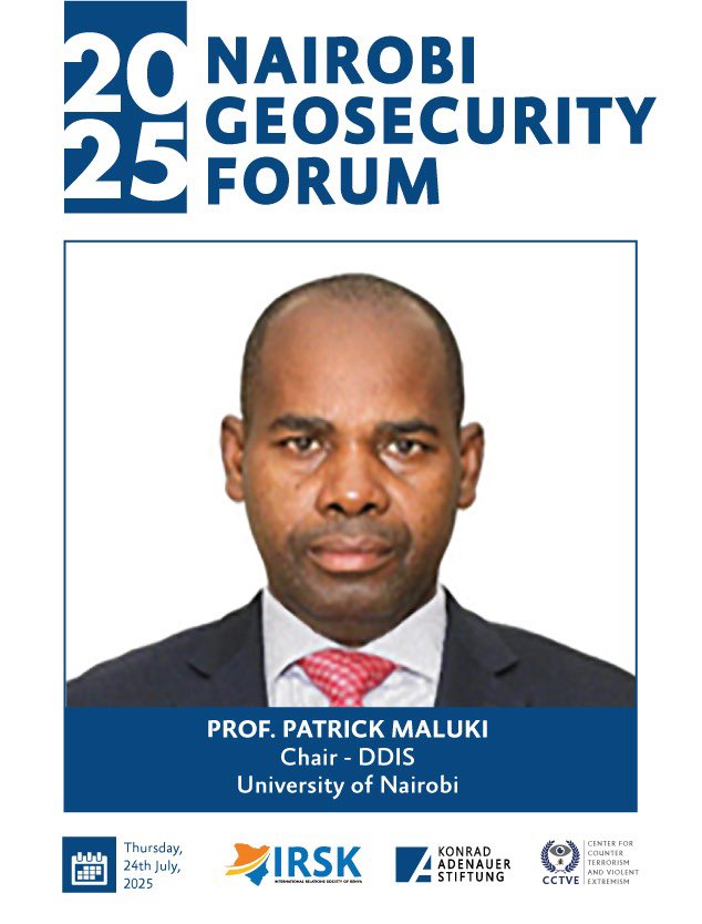 KAS_Kenya's tweet image. 📢 Nairobi, are you ready?

#NairobiGeoSecurityForum2025 is happening tomorrow! 🙌

🎤 Featured Speakers: 
Leonard Wanyama – @IntRelationsKe 
Dr. Kizito Sabala – @IntRelationsKe 
Dr. Patrick Maluki – @uonbi 
Jan Ole Voss – @KAS_Kenya 

🗓️ 24 July 2025
📍Nairobi
