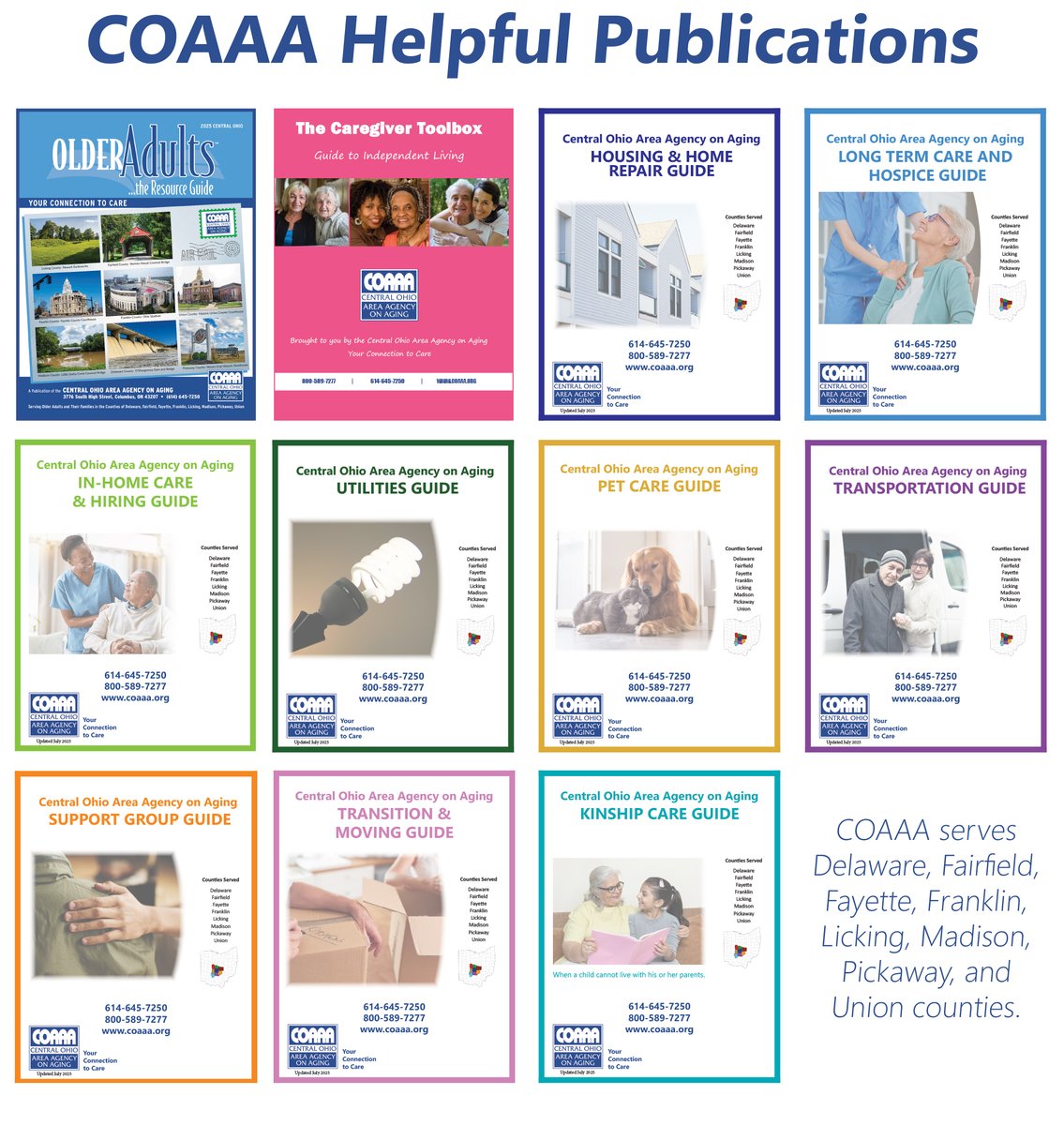 COAAA publishes resource guides that cover important older adult topics.  They're updated annually and offer information about local organizations that provide services of interest to older adults and caregivers.  Learn more: bit.ly/4ehiFll