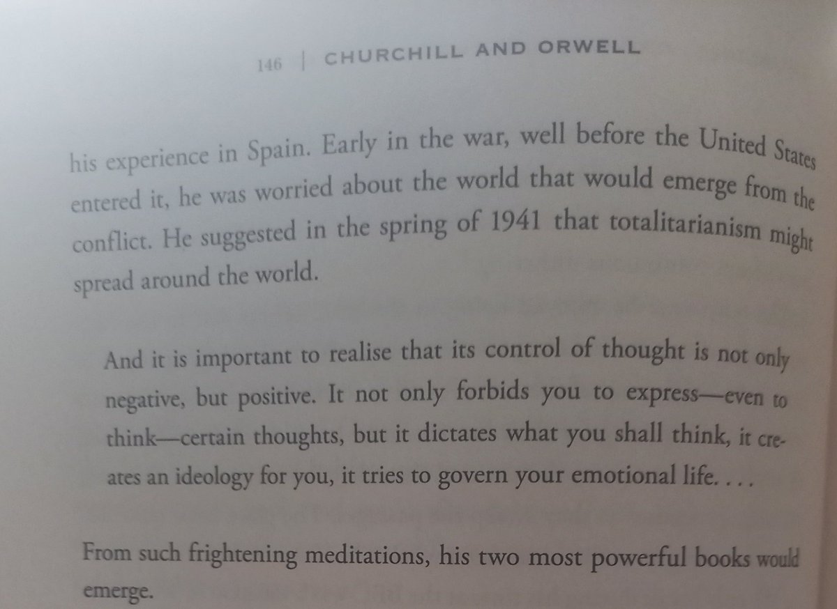 BookwormBean's tweet image. From Churchill and Orwell - Orwell is writing about what he saw as happening after the war. He wrote this in 1941. Prescient.