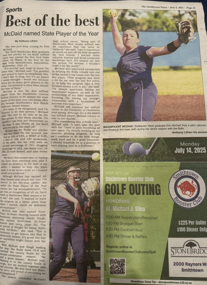 JSingh2028's tweet image. Me and my HS teammate Erin McDaid (UC Softball commit) both had an article written about us this month. Thank you to Anthony Lifrieri at Smithtown News and to my HS Coaches for giving us the platform to succeed. #townpride 
@RITG_14u @tucci_limited @NewsdayHSsports