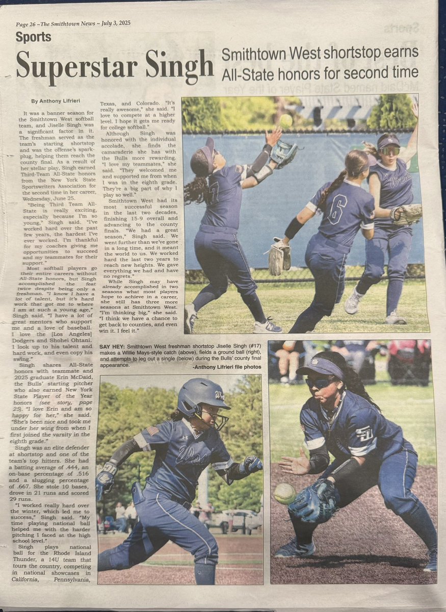JSingh2028's tweet image. Me and my HS teammate Erin McDaid (UC Softball commit) both had an article written about us this month. Thank you to Anthony Lifrieri at Smithtown News and to my HS Coaches for giving us the platform to succeed. #townpride 
@RITG_14u @tucci_limited @NewsdayHSsports
