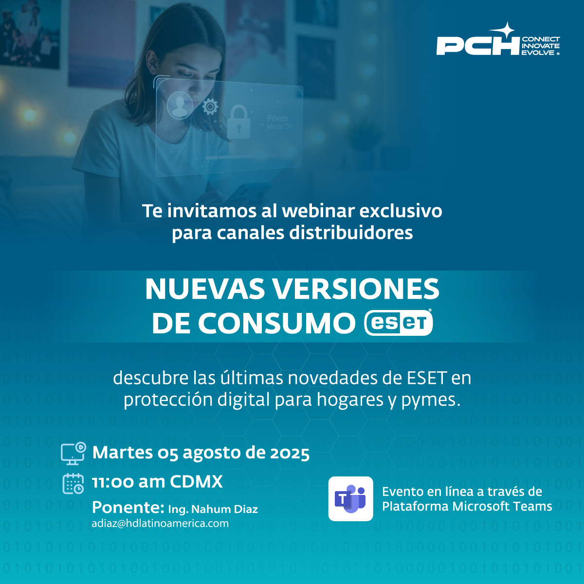 PCH_Connect's tweet image. 🔐 ¿Listo para conocer lo nuevo de @ESETLA?
Únete al #webinar “Nuevas versiones de consumo” y participa por un regalo exclusivo solo para asistentes.
📆 5/agosto – ¡Te esperamos!
🔗 Regístrate aquí ⬇️
events.teams.microsoft.com/event/f7ab6820…
#PCHConnect #WebinarESET #Cybersecurity