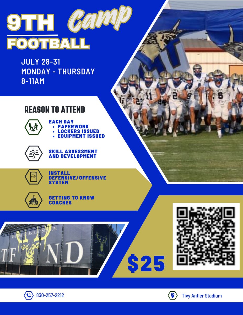 CoachLanceDale1's tweet image. If you have not registered for our freshman football camp please do so
@TIVYHS
@TFNDFootball
@kerrvilleisd
@HalPetersonMS