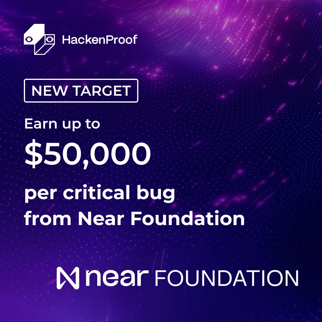 HackenProof's tweet image. ✅ @NEARProtocol has just added a new web bounty target!
Ready to take on the challenge?
Dive in and start your bug bounty hunt today: hackenproof.com/programs/near-…