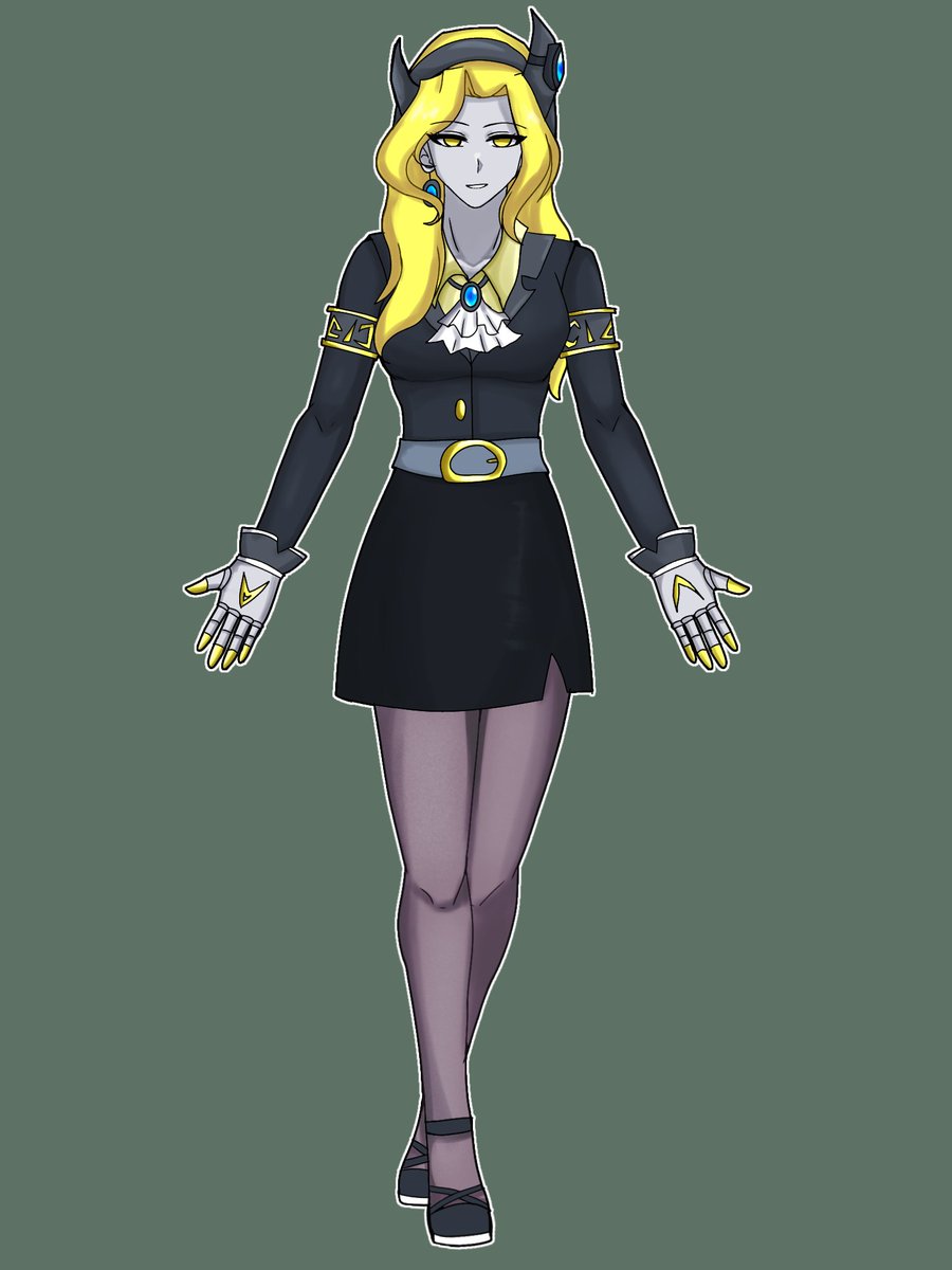 err603's tweet image. There she is, the antagonist of Scarlett's story! One of my worst OCs ever (because she's like, evil)
Her name is Aurum, the CEO of Aurum Enterprises (or AE for short)
What do ya'll think of her design #artmoots ?
#digitalart #oc