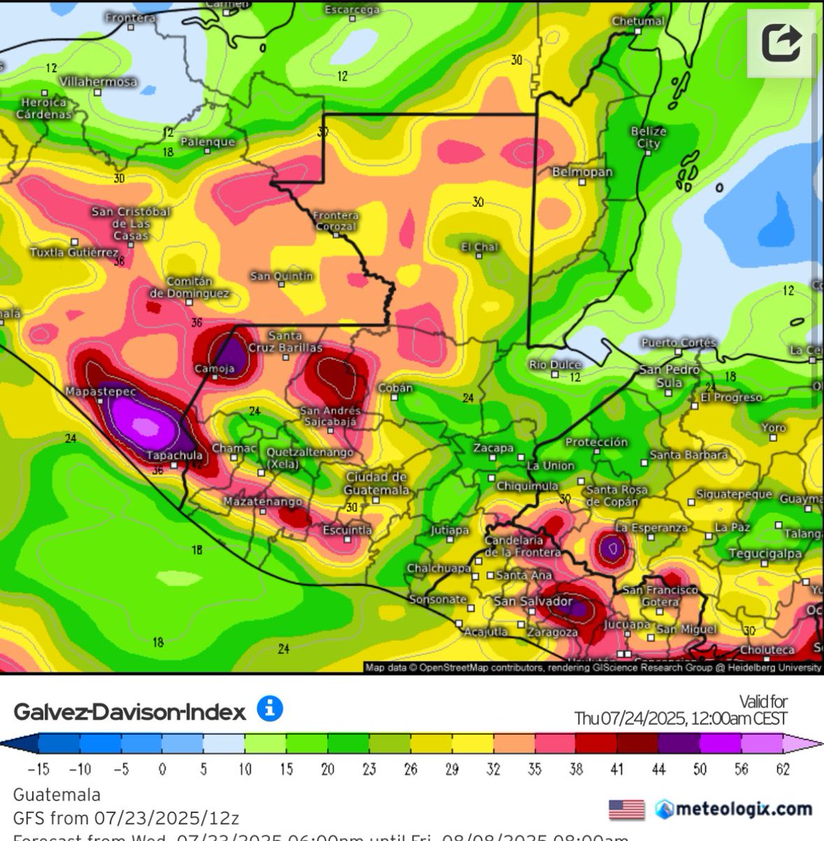 ClimaenGuate's tweet image. #Aviso.
Se espera gradualmente un mayor ingreso de humedad y mayor probabilidad de lluvias y tormentas en la tarde o noche sectores del centro y suroriente. Se esperan algunas dispersas en oriente, a lo largo de la bocacosta, suroccidente, Verapaces y noroccidente.
Ojo, se…