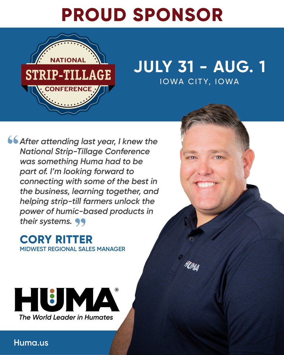 Huma_US's tweet image. We’re proud to sponsor the 2025 National Strip-Till Conference and hope to see you there! @CoryRitter  #Huma #StripTil #Farming #Humates