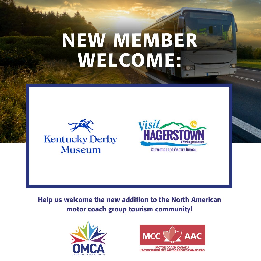 OMCA (@ontmotorcoach) on Twitter photo New Member Alert on this #WelcomeWednesday! Please join us in welcoming <a href="/derbymuseum/">Kentucky Derby Museum</a> and Visit Hagerstown as our newest Supplier members. We are excited to work #BetterTogether in 2025! New Member Alert on this #WelcomeWednesday! Please join us in welcoming <a href="/derbymuseum/">Kentucky Derby Museum</a> and Visit Hagerstown as our newest Supplier members. We are excited to work #BetterTogether in 2025!