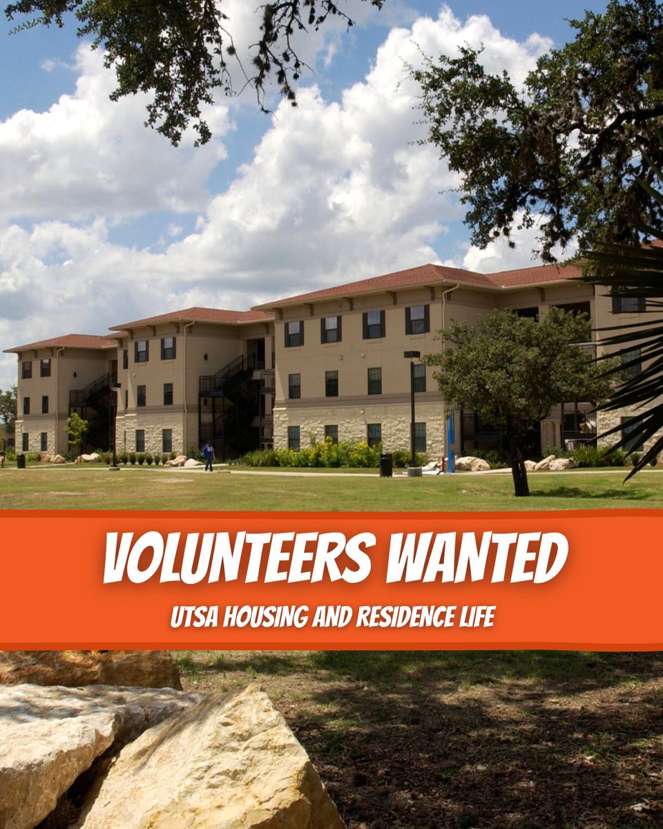 UTSACampusSrvcs's tweet image. Help your fellow roadrunners as they arrive at their new home!
UTSA Housing and Residence Life is looking for volunteers to help during move-in days. Lend a hand, make new friends, and show your school spirit!
Sign up at bit.ly/utsa-movein-vo…