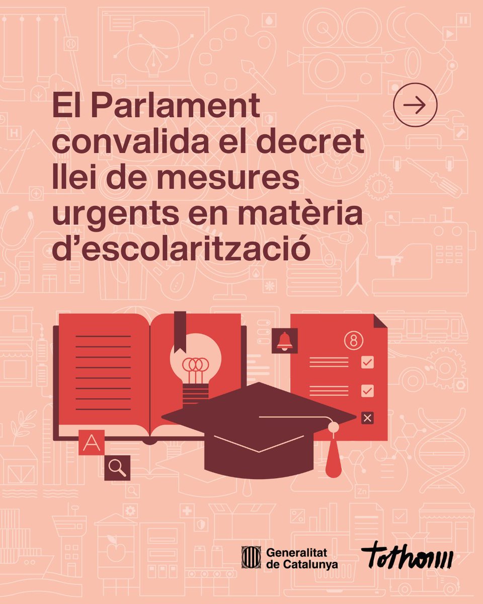 educaciocat's tweet image. El @parlamentcat ha convalidat el decret llei de mesures urgents en matèria d'escolarització. T'expliquem les principals mesures que conté.
Més informació a govern.cat/salapremsa/not…