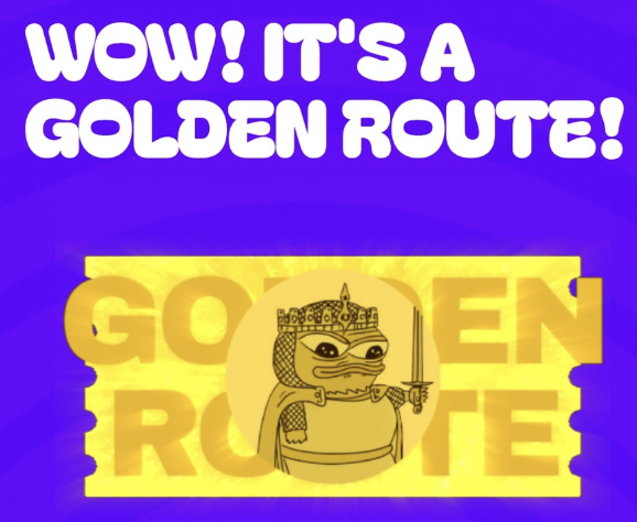 The Golden Route is the most innovative trading game, happening right now on <a href="/JumperExchange/">Jumper</a> and on <a href="/solana/">Solana</a> 

Based on a riddle and on image posted on X, users have to find the right combination of tokens as well as the amount to unlock the Golden Route and see this animation on