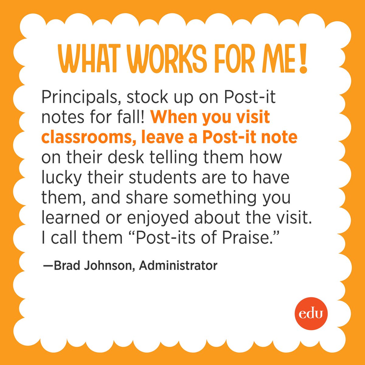 DrBradJohnson's tweet image. Leaders, don't forget your Post-its of Praise this fall!
@edutopia