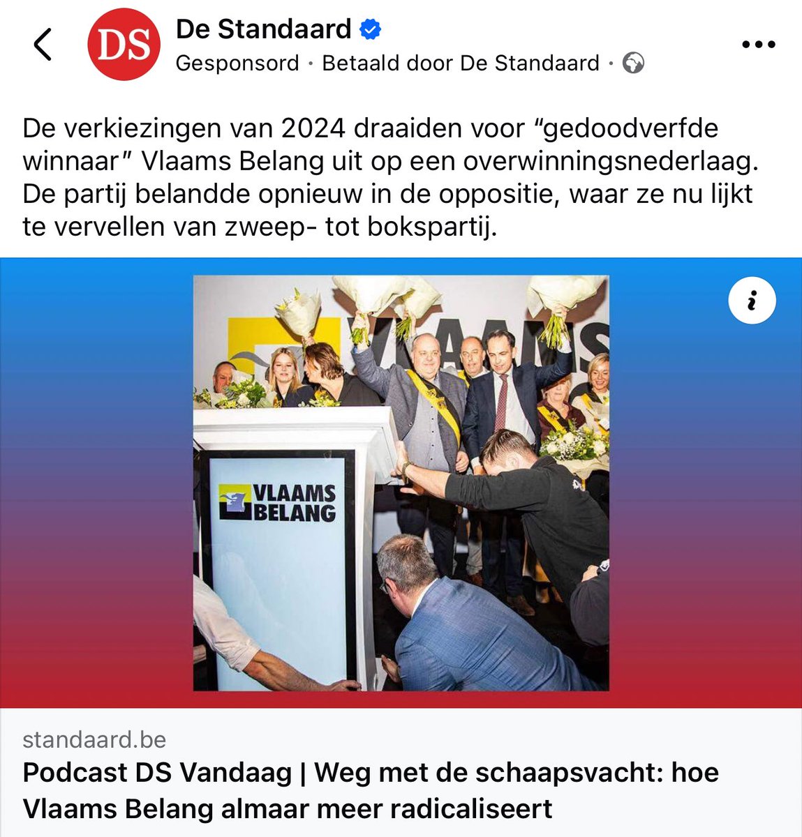 MichelCardon's tweet image. DS blijft oud fake news nog steeds sponsoren op Meta. Maar nee, @destandaard viseert niemand natuurlijk, DS is een “kwaliteitskrant”. Radicalisering, zweep- en bokspartij… Advertenties maken met verzinsels, dan ben je toch gewoon een politieke tegenstander en geen media meer?