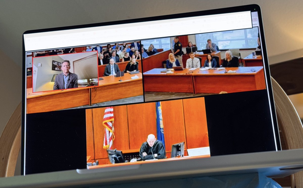 MarkRWeaver's tweet image. My view during my @LawCrimeNetwork appearance for @LawCrimeNetwork live coverage of the #Idaho4 trial of convicted killer Bryan Kohberger.
@Angenette5 in the courtroom!