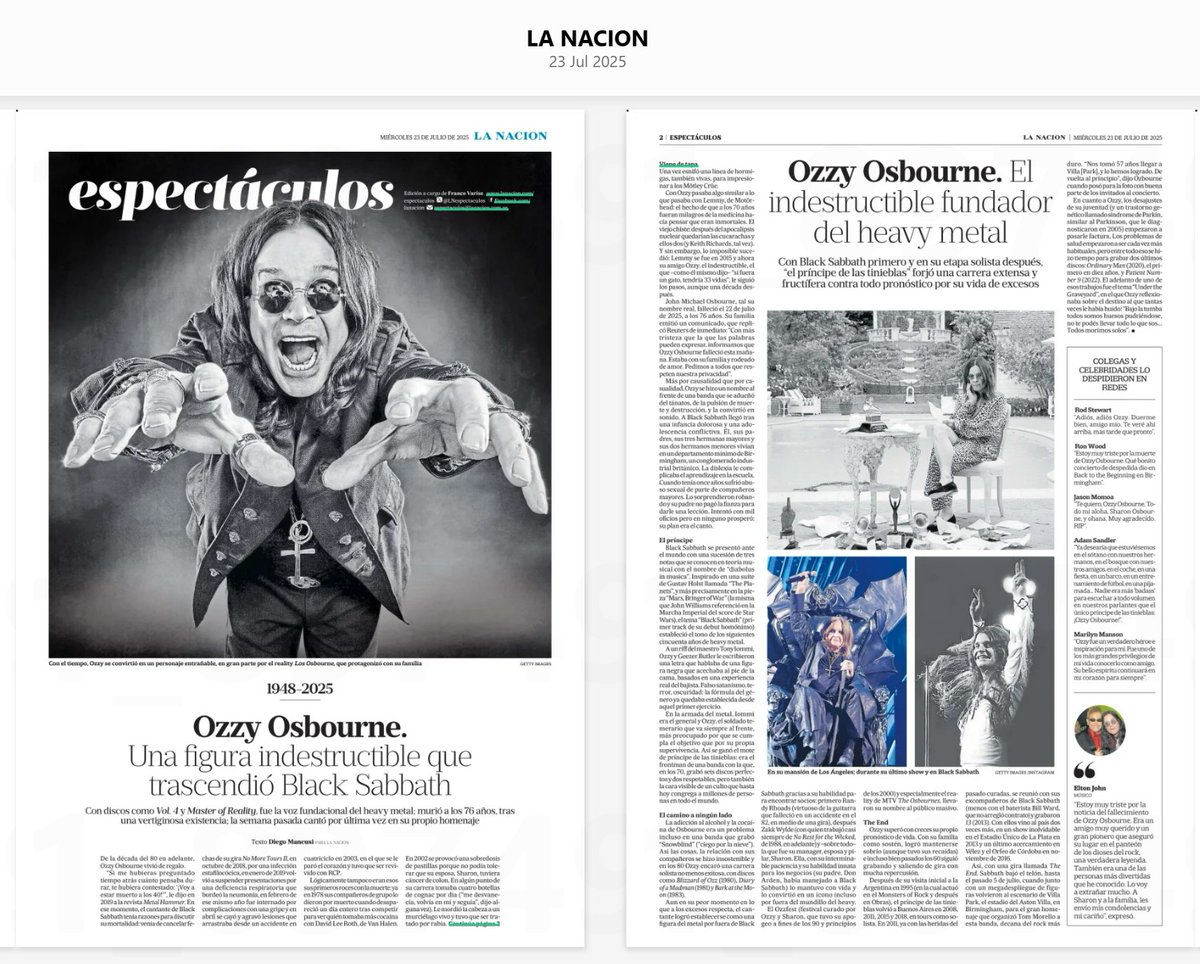 IanLloydRoyal's tweet image. The death of Birmingham&apos;s favourite son #OzzyOsbourne has received global coverage. Lt to Rt - #Argentina, #Denmark, #Quebec, #Portugal