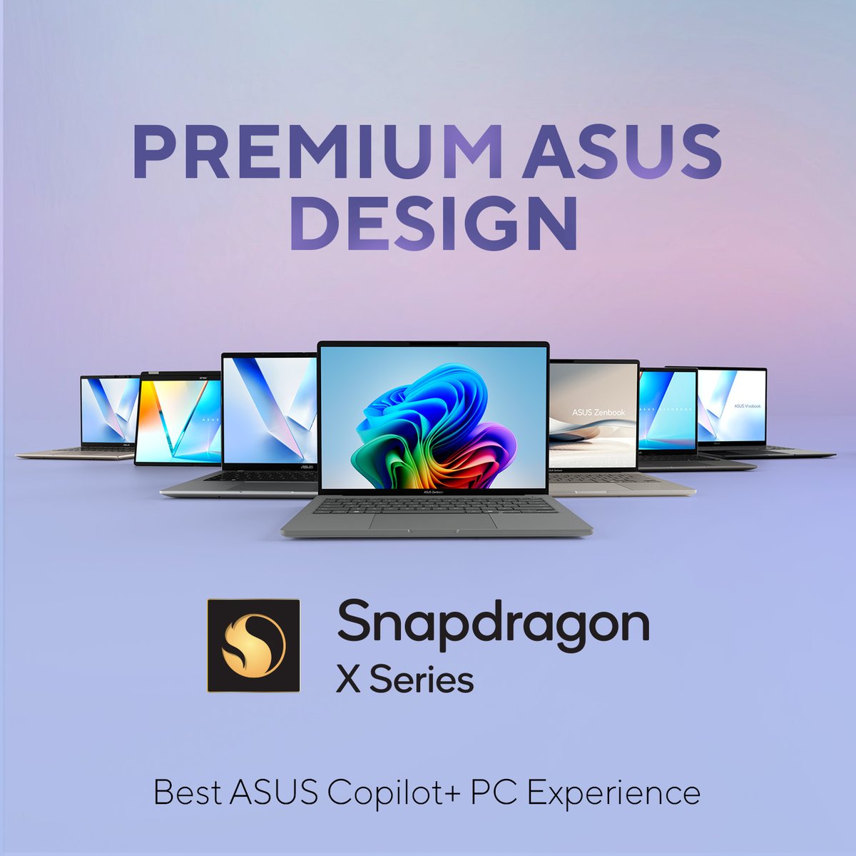 ASUSUSA's tweet image. 🚀 Premium ASUS design + Copilot+ PC power = next-level performance.
Meet the #Snapdragon X Series lineup: #Zenbook, #Vivobook, and #ProArt
All crafted with ASUS’s signature style. 💻✨
Which one’s your perfect match? 👀
#ASUS #AIPC | Explore more on us.asus.click/aipc