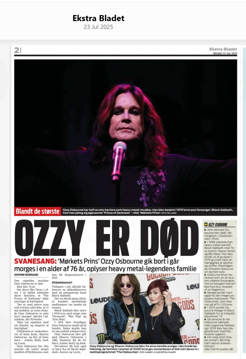 IanLloydRoyal's tweet image. The death of Birmingham&apos;s favourite son #OzzyOsbourne has received global coverage. Lt to Rt - #Argentina, #Denmark, #Quebec, #Portugal