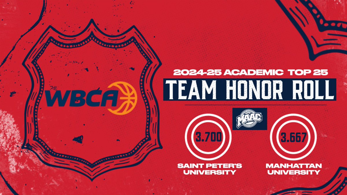 MAACHoops's tweet image. 2️⃣ MAAC Women's Hoops Teams Make @WBCA1981 Academic Top 25 Team Honor Roll
Great Job @Manhattan_WBB & @PeacocksWBB 👏
📰 : bit.ly/4kUftOI
#MAACHoops