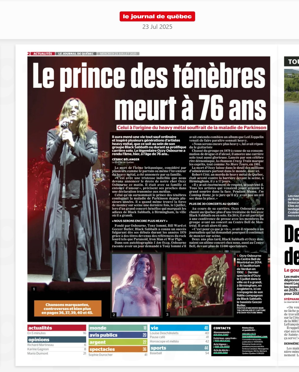 IanLloydRoyal's tweet image. The death of Birmingham&apos;s favourite son #OzzyOsbourne has received global coverage. Lt to Rt - #Argentina, #Denmark, #Quebec, #Portugal